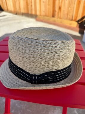 Scale Brown pronto  Straw Fedora with Black Ribbon